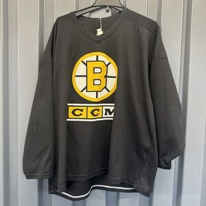 Vintage Boston Bruins Jersey Mens XL Black NHL Hockey CCM Practice Shirt 90s